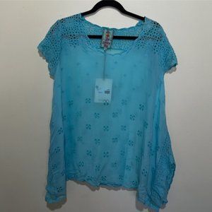 Johnny Was Darla Tunic Style C25518 Size XS in Clear Sky Color